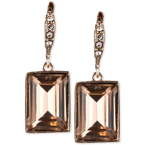 1980s givenchy square faceted pink crystal clip earrings|Givenchy crystal clip on earrings.